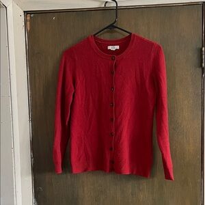 Red Button-Up Women's Cardigan P Extra Small